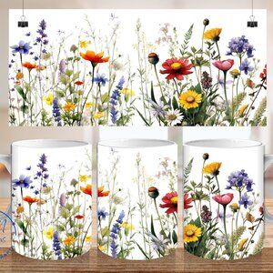 Floral Ceramic Coffee Mug, Flower Patten Tea Cup, Vintage Floral Coffee Mug